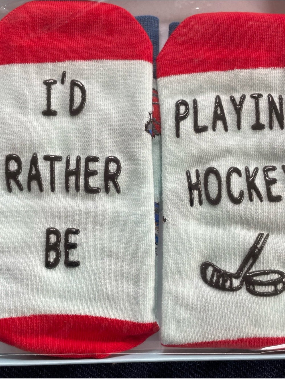 Kids Red & White Hockey Graphic Crew Socks